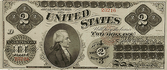 1862 U.S. $2 front