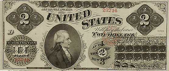 How much a $2 bill is worth. An example from 1862 is below.